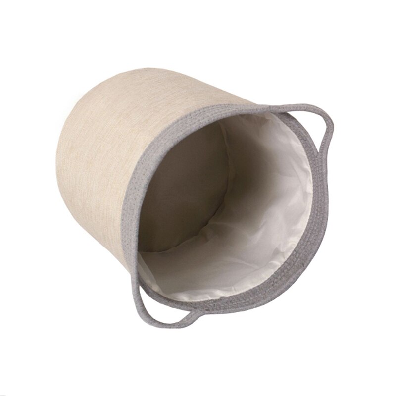 Simple Laundry Basket Modern Decorative Collapsible Woven Storage Bin with Rope Handles for Clothes Blanket Toys Towels