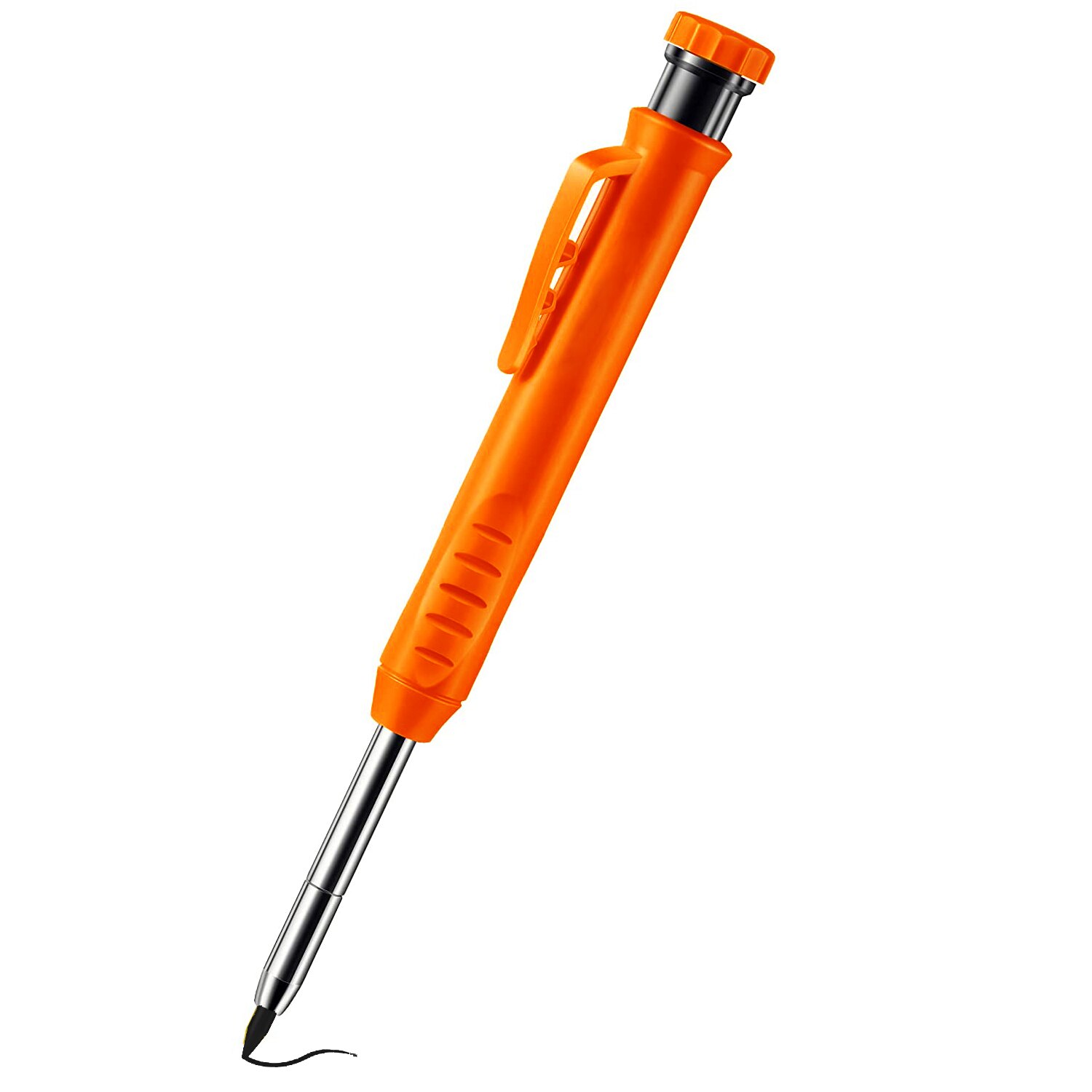 Solid Carpenter Pencils Woodworking Mechanical Tools With Built-in Sharpener For Scriber Wood Floor Metal Marking Drawing: Orange With Refill