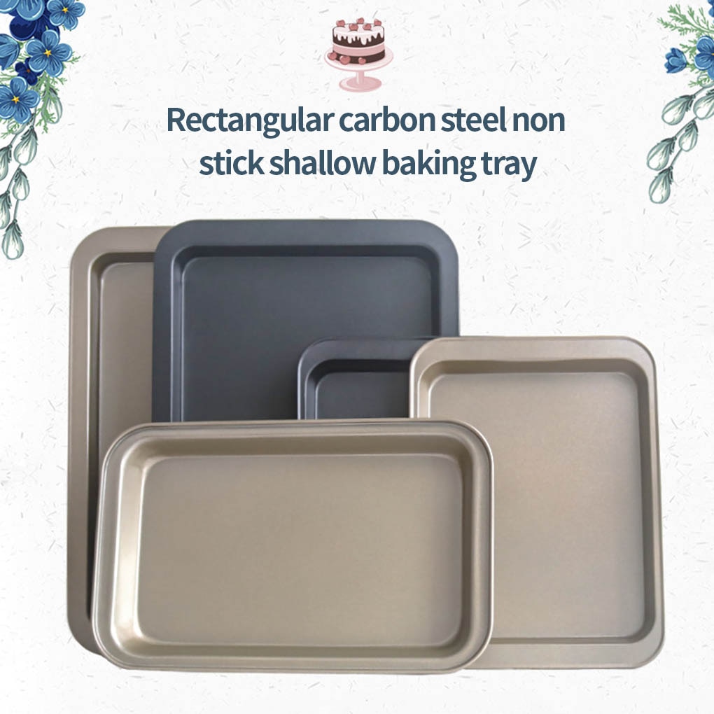 FenKicyen Stainless Steel Bakeware Rectangle Cake Baking Pans Cookie Biscuit Pastry Oven Tray Non-Stick Coating Baking Tray 1pcs