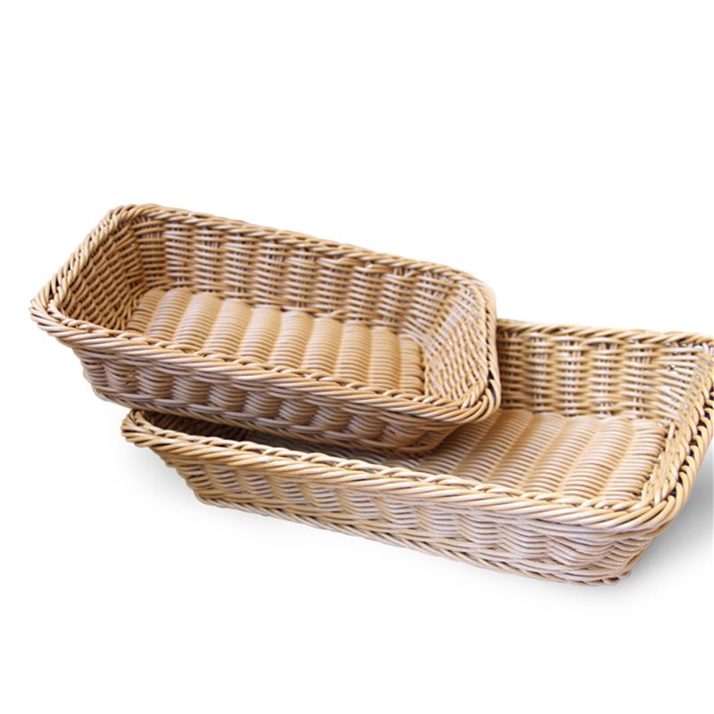 Lichtbruine eenvoudige handgeweven opbergmand, rotan fruitmand, imitatie rotan broodmand