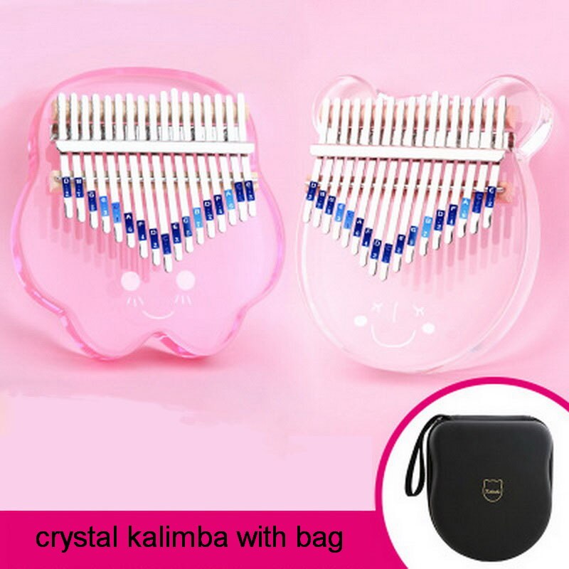 Cega Kalimba 17 Sleutel Roze Kristal Transparante Thumb Piano Met Zak Hamer En Muziek Boek Kids acrylic mini Kalimba case Instrumenten Calimba