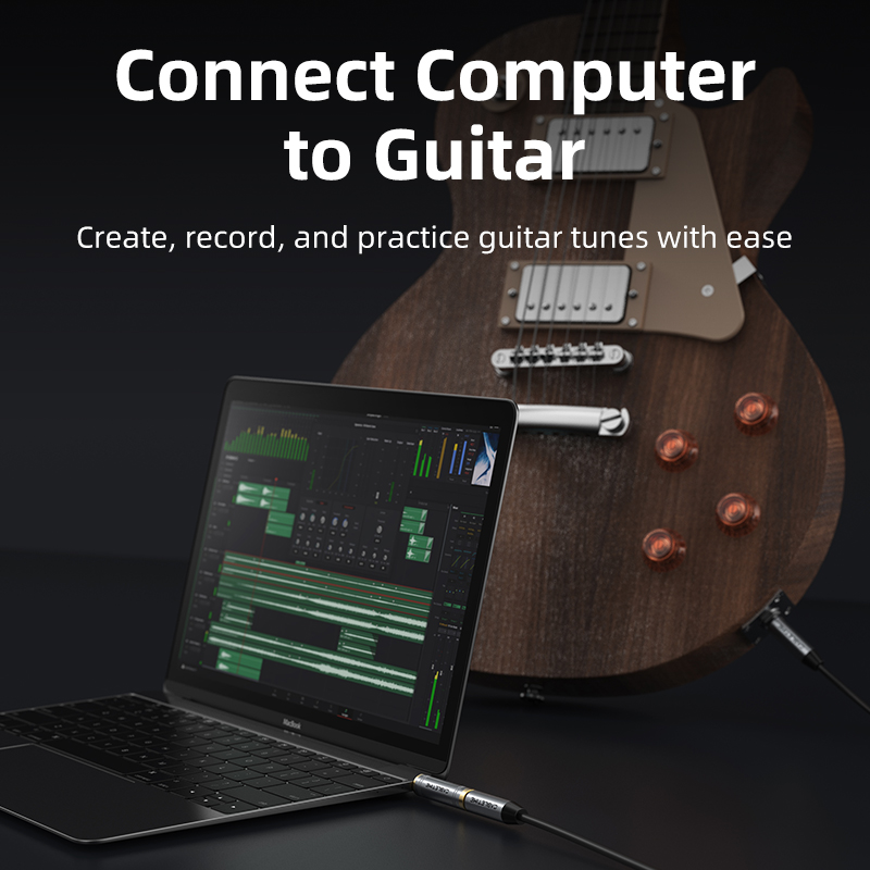 CABLETIME Jack 3,5 mm a 6,35 mm Micrófono Enchufe de audio para amplificador Altavoz Cable auxiliar Conector de 3,5 mm Aux a 6,35 mm Adaptador eléctrico