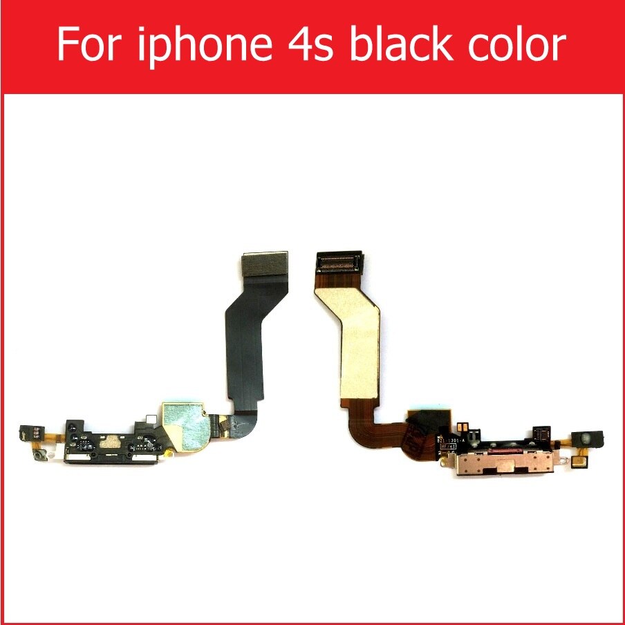 Usb dock oplader flex kabel til iphone 4 4s 5 5s 5c se opladning hovedtelefon audio jack port stik med mikrofon flex kabel bånd: Til  i4s sorte