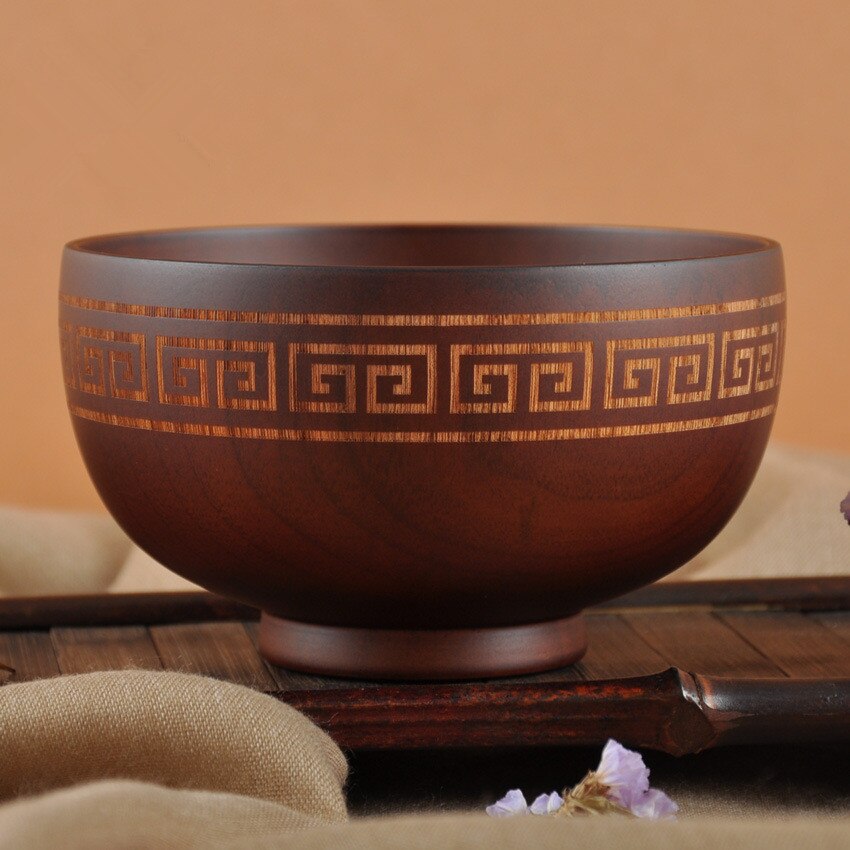 Bol à soupe en bois de style mongol pour enfants, 300ML, bols à nouilles et à riz, en bois naturel, de Style ethnique, Original, vaisselle: 2