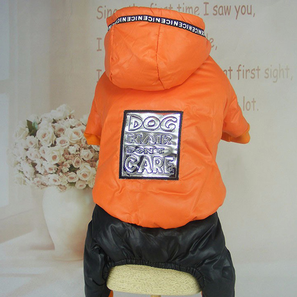 Orange/grøn efterår vinter hundetøj fire ben hundefrakke til små mellemstore kæledyr skinnende broderede hunde jumpsuit 10e: Orange / L