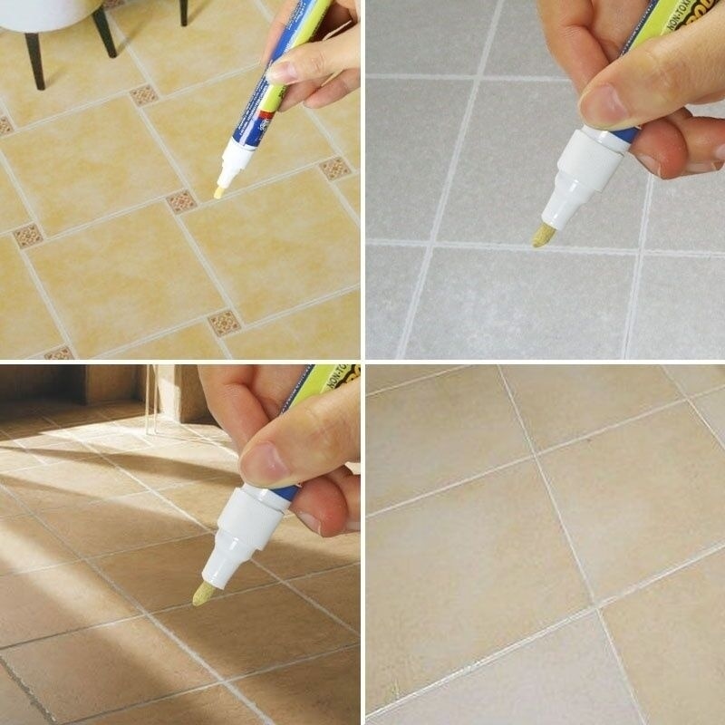 Caulking Grout and Grout-Aide Tile Marker Ceramic Tile Reface Repair Pen White Reversible Nib MU8669