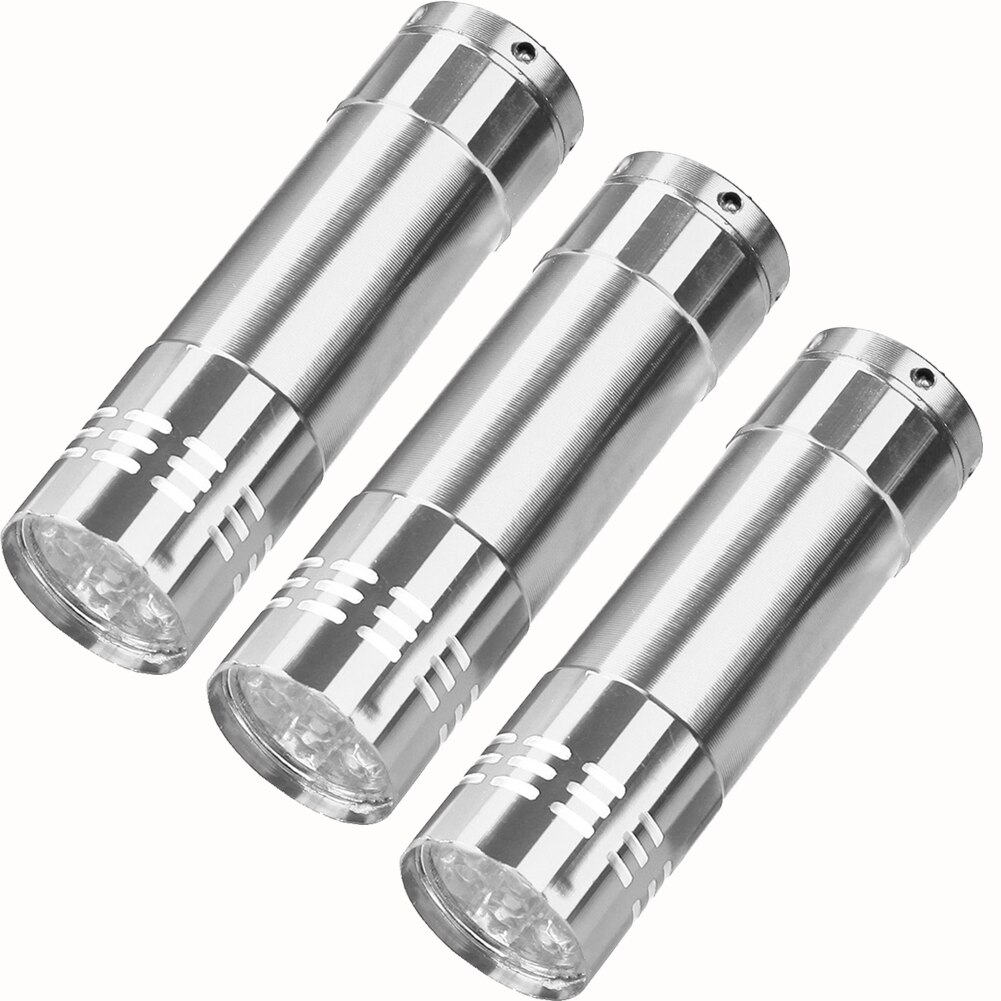 UV Mini 9 LED Aluminium Lampe De Poche AAA Batterie Pas Inclus Color 4pcs