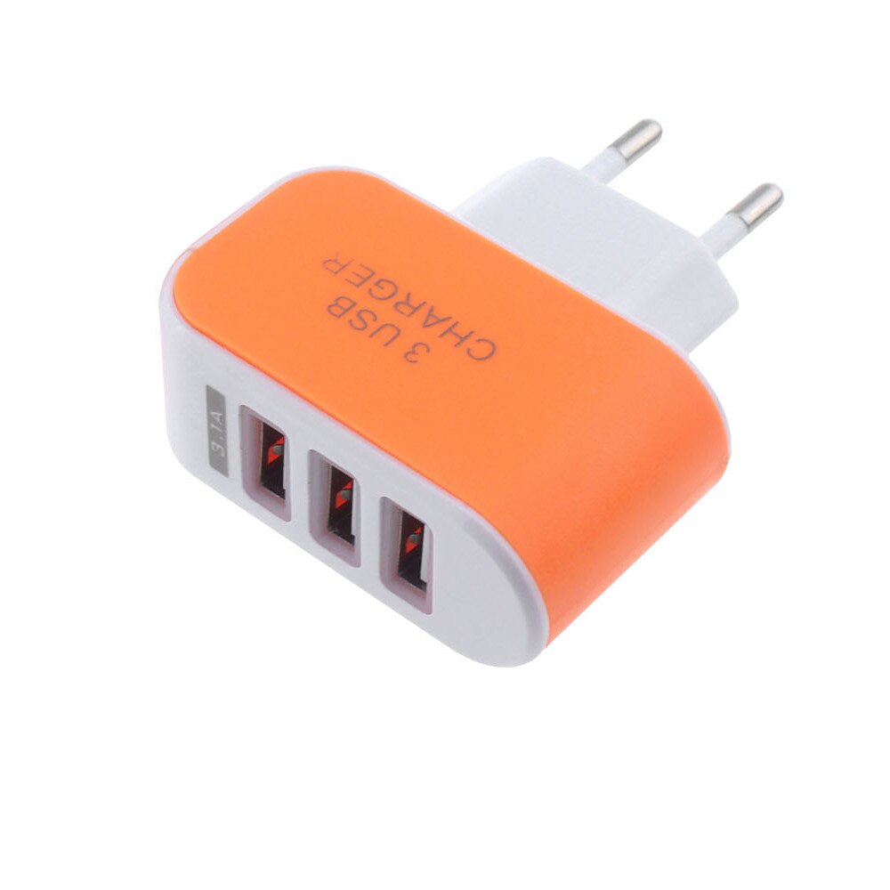 Eu Plug 3 Usb Poorten Triple Usb-poort Muur Home Reizen Ac Charger Adapter Converters Voor Samsung apple Ipad: Orange