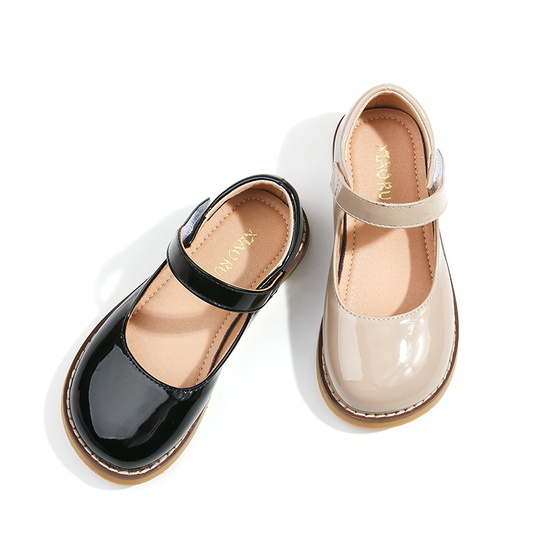 Girls Shoes Kids Fall Kid's Round Head Shoes Infant Shiny Children Princess Girl Students Soft Bottom Shoes Leather