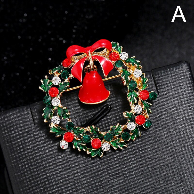 Mode Kerst Broches Kerstman Hoed Handschoenen Bells Sokken Snowfake Strass Pak Metalen Pins Badges Broche Jaar: A