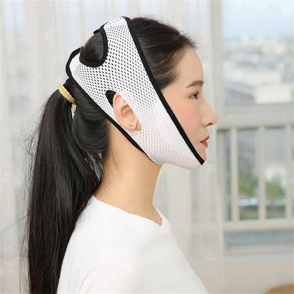 Åndbar opstrammende øjeblikkelig ansigtsløftmaske ansigtsløftningsværktøj hvid tynd og let 360 ° elasticitet ansigtsløftningsbandage: Type 4 sort