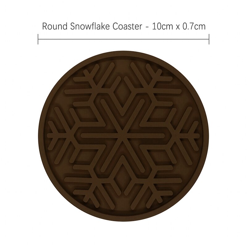 ME.FAM-tapis rond en Silicone flocons de neige en treillis, dessous de verre antidérapant isolant thermique, tapis de bol, décoration de bureau et cuisine: Snowflake Coffee
