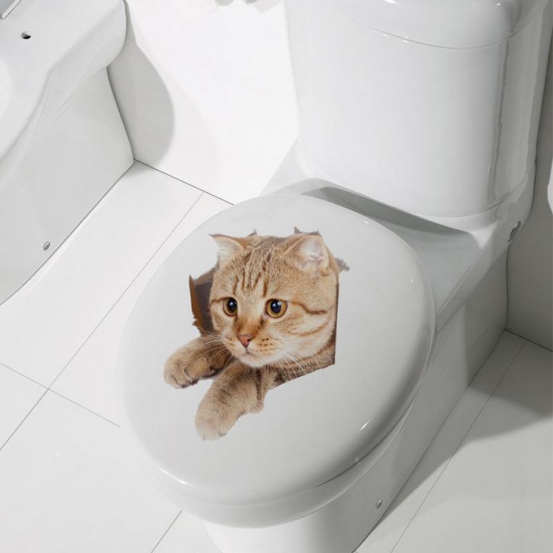 1pc 3d søde gør-det-selv-katte toiletmærkater familie vægklistermærker vinduesrum badeværelse toiletsæde indretning køkkendekorationer tilbehør