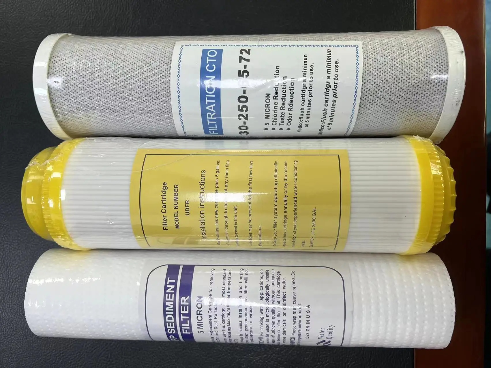 Universal 10-Inch Water Purifier Filter Cartridge Set Annual Pack PP Cotton Particle Activated Carbon Purification Equipment Acc: Burgundy