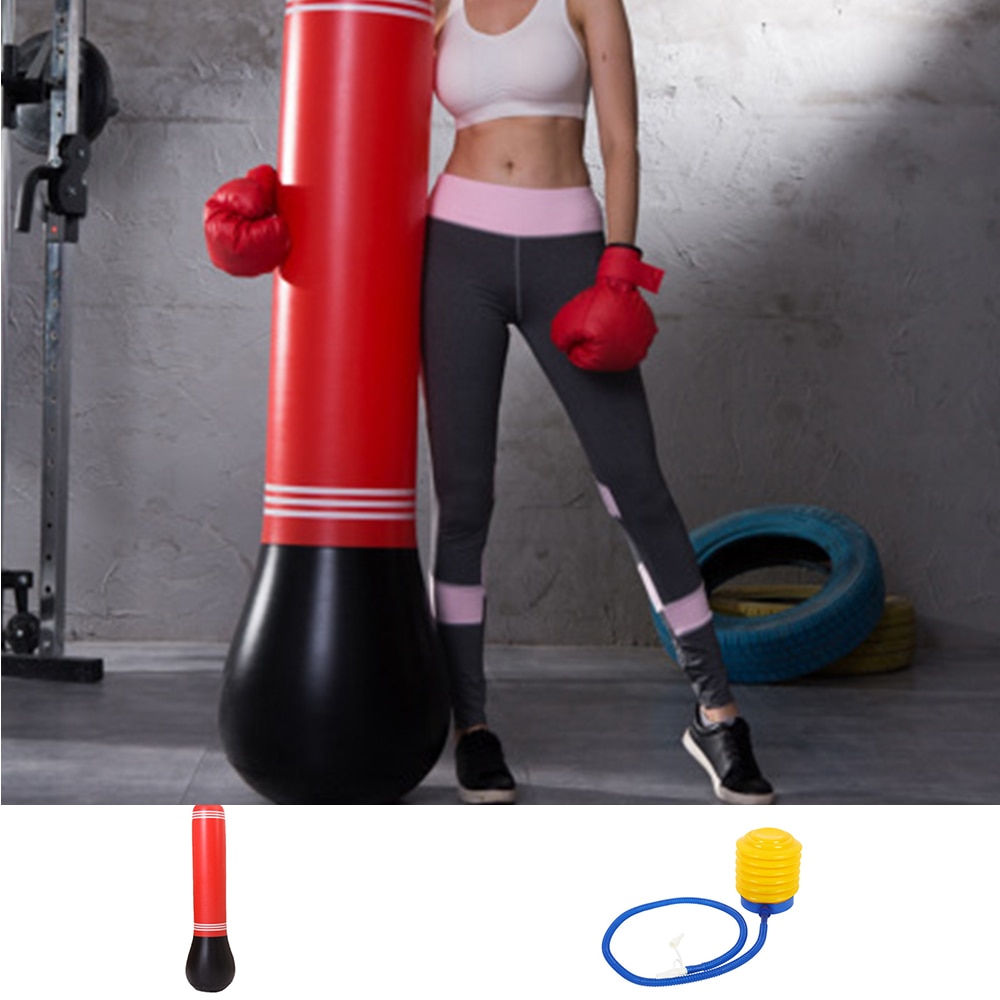Vertical Inflatable Boxing Bag PVC Thickening Boxing Pillar Tumbler Fight Column Punching Bag Air Inflation Pump Fitness Tool