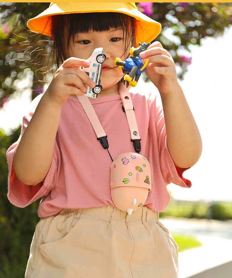 Children hanging neck portable small fan hair dryer mini lazy hanging neck primary school students outdoor pocket electric fan