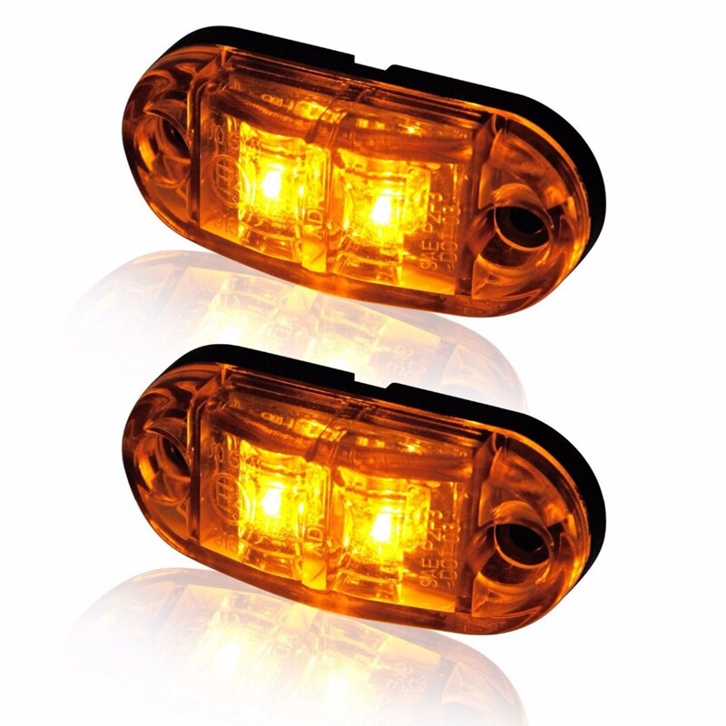 10X LED 2.5Inch 2 Diode Light Oval Clearance Trailer Truck Side Marker Lamp