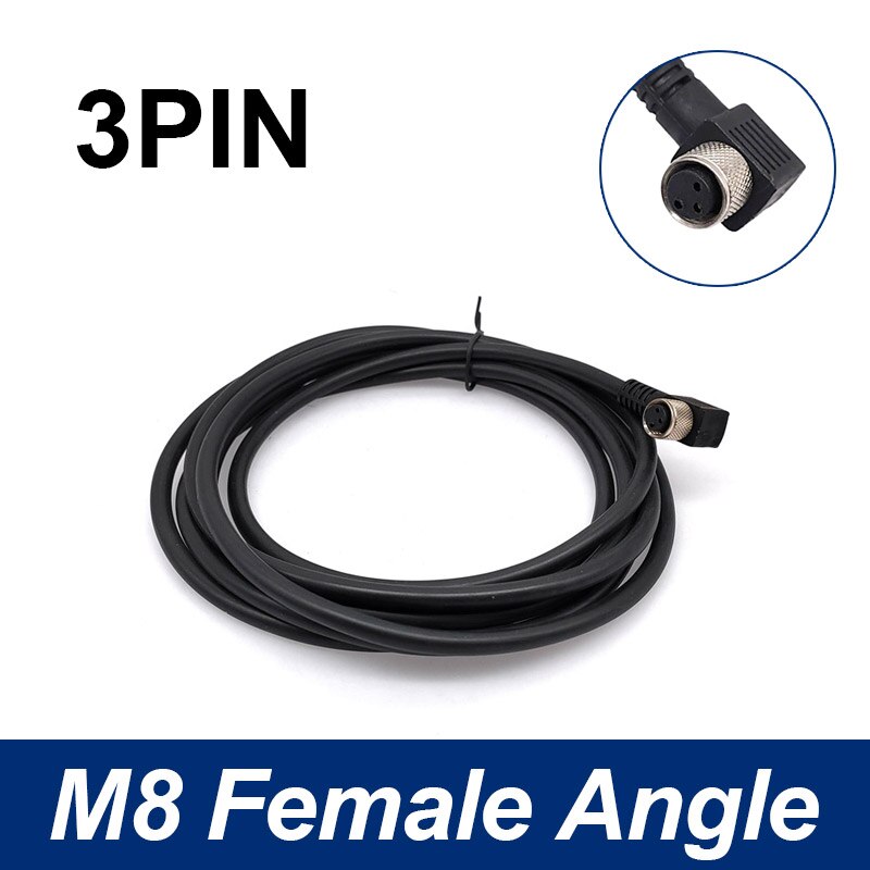M8 Sensor Connector Cable Waterproof plug Male&amp;Female Straight Angle 4 5 Pin +2m PVC line: 3P Female Angle