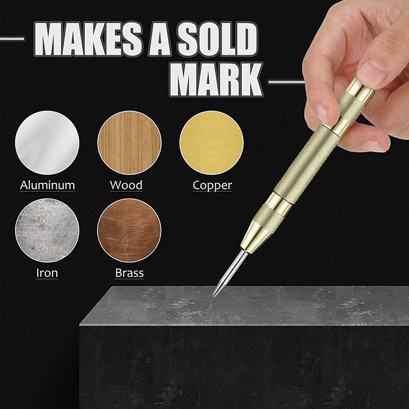 2 Pieces Scriber Tool 2 Pieces Center Punch Aluminum Automatic Center Pen for Metal Glass Ceramics Gold Welding
