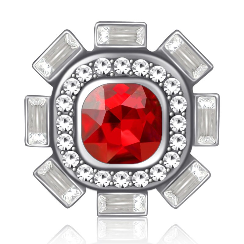 Kz3502 vierkante strass kristal schoonheid 20mm drukknopen passen diy 18mm drukknopen armband drukknopen kerst sieraden: Rood