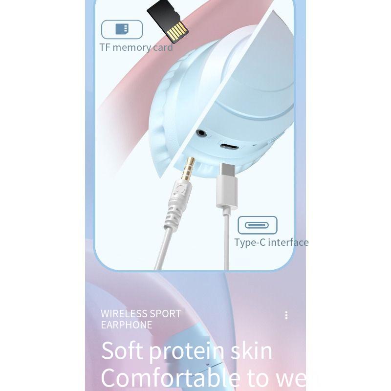 Casque Bluetooth de dessin animé mignon avec écouteurs de sport pliables antibruit, batterie ultra longue durée de vie et utilisation universelle