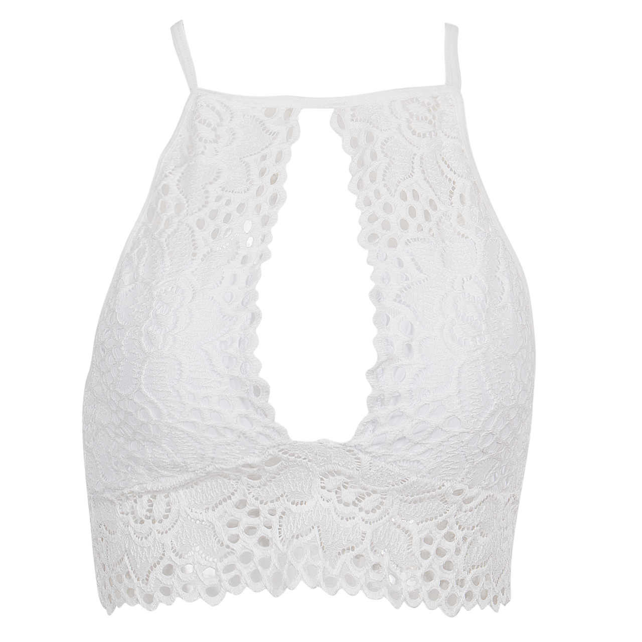 Vrouwen Dames Crop Top Bloemen Harnas V-hals Vest Bralet Kant Hemdje Tank Tops: WHITE / M