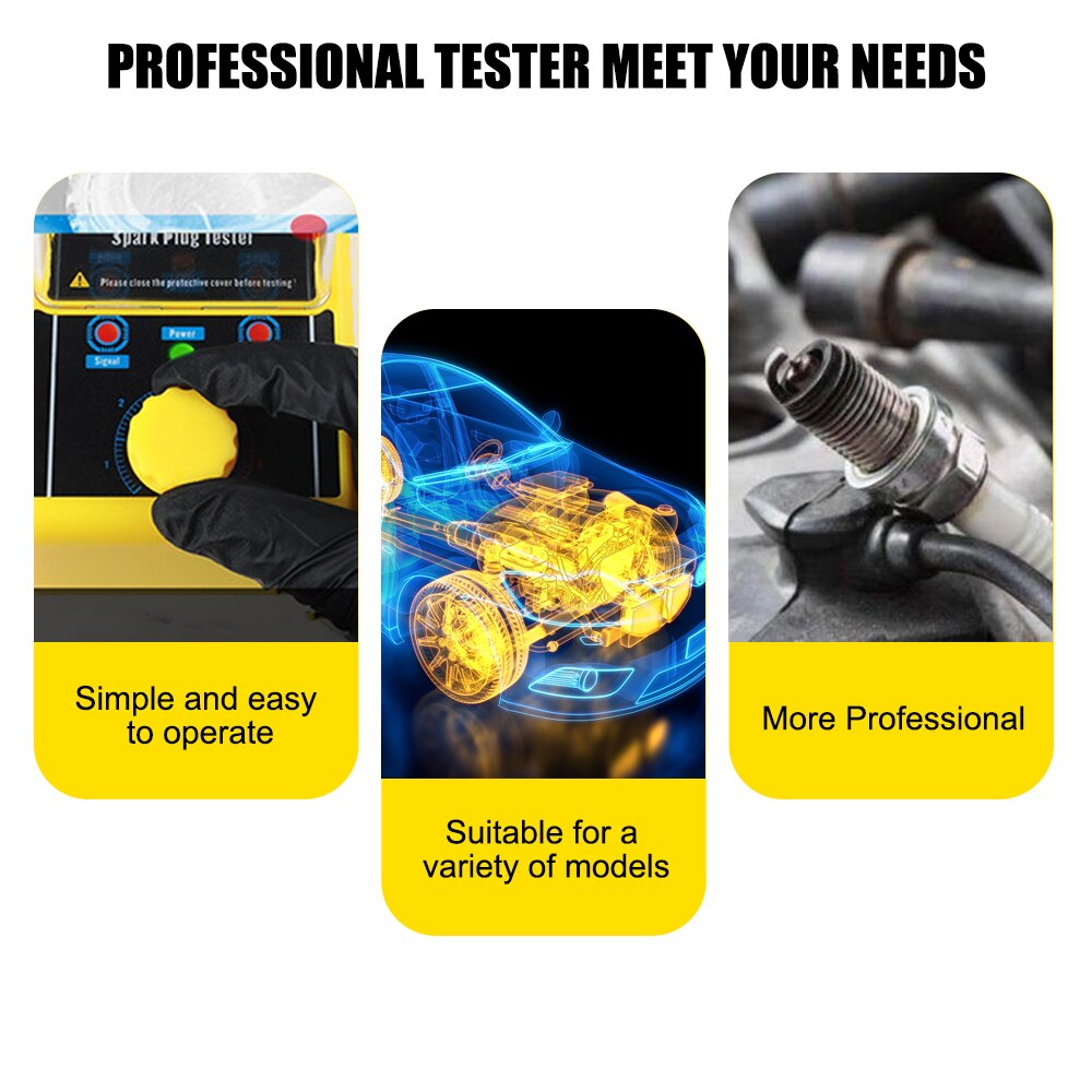 220V 110V Car Spark Plug Tester for 12V Vehicles Ignition Testers 2 Hole Spark Plug Analyzer Automotive Diagnostic Tool