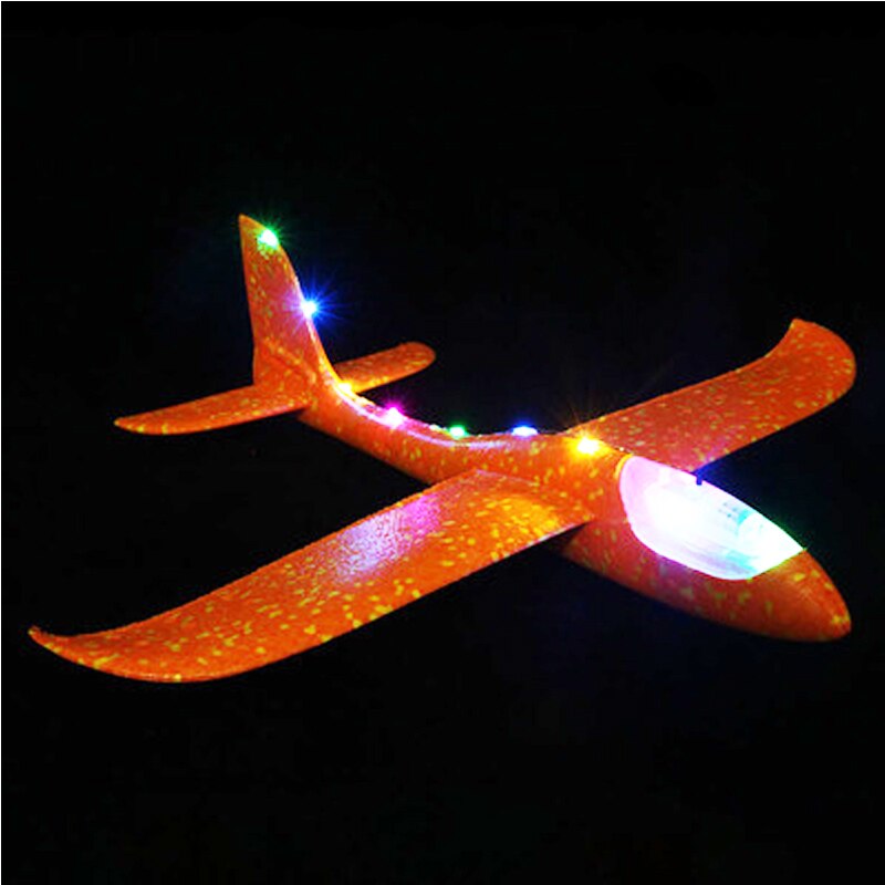 48cm handgegooid vliegend vliegtuig speelgoed zweefvliegtuigen schuim vliegtuig model glow in the dark vliegend zweefvliegtuig speelgoed voor kinderen: 48cm alle lampen oranje