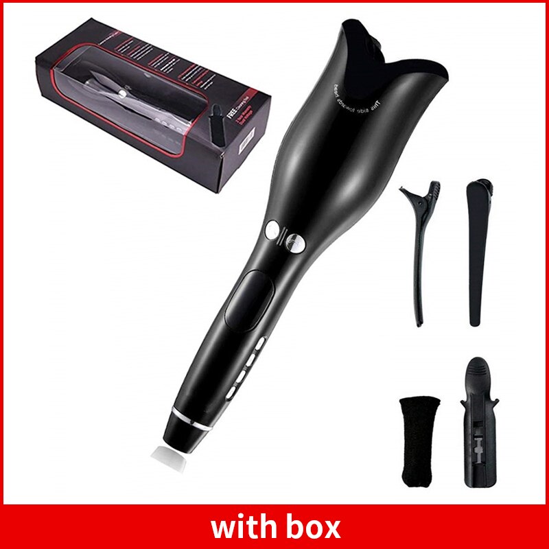 Multi-Automatic Hair Curler Hair Curling Iron LCD Ceramic Rotating Hair Waver Magic Curling Wand Irons Hair Styling Tools: Black no box / EU