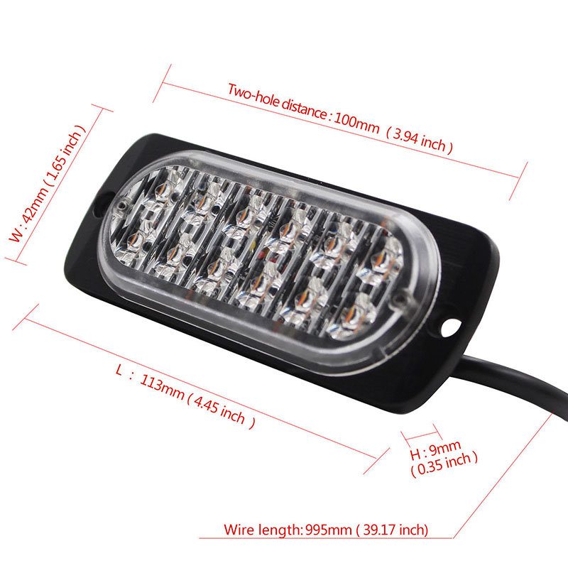 Lámpara LED ultradelgada para coche, Luces de policía de 36W, 12V-24V, luz estroboscópica lateral de emergencia para camión, luces de advertencia para coche