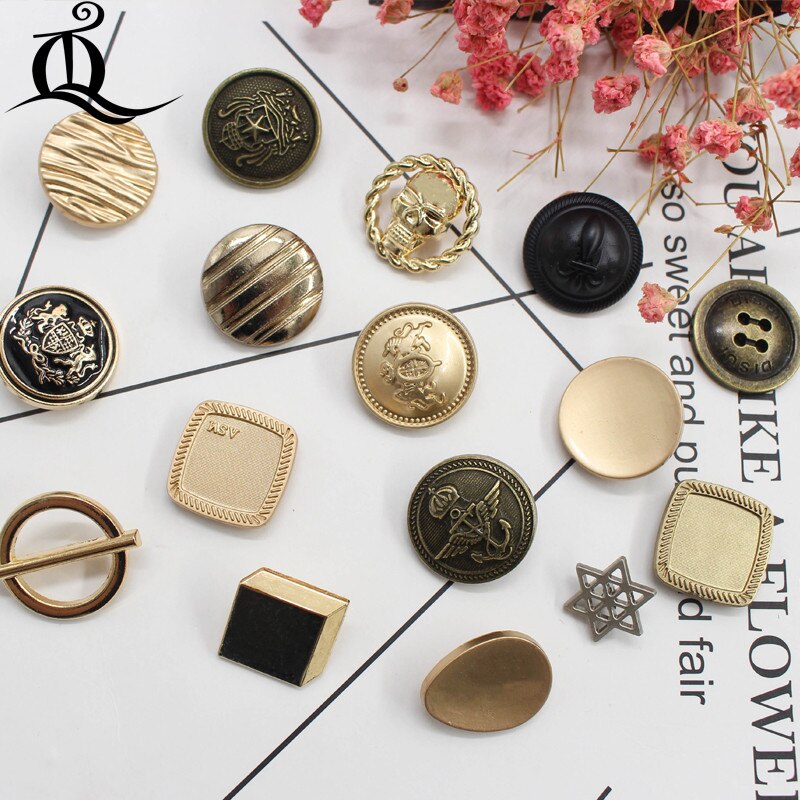 10Pcs 16-25mmgold Zilver Mix Metalen Knoppen Sluiting Fabriek Modellen Hete Modellen Metalen Knoppen 15Mm Naaien Leveringen