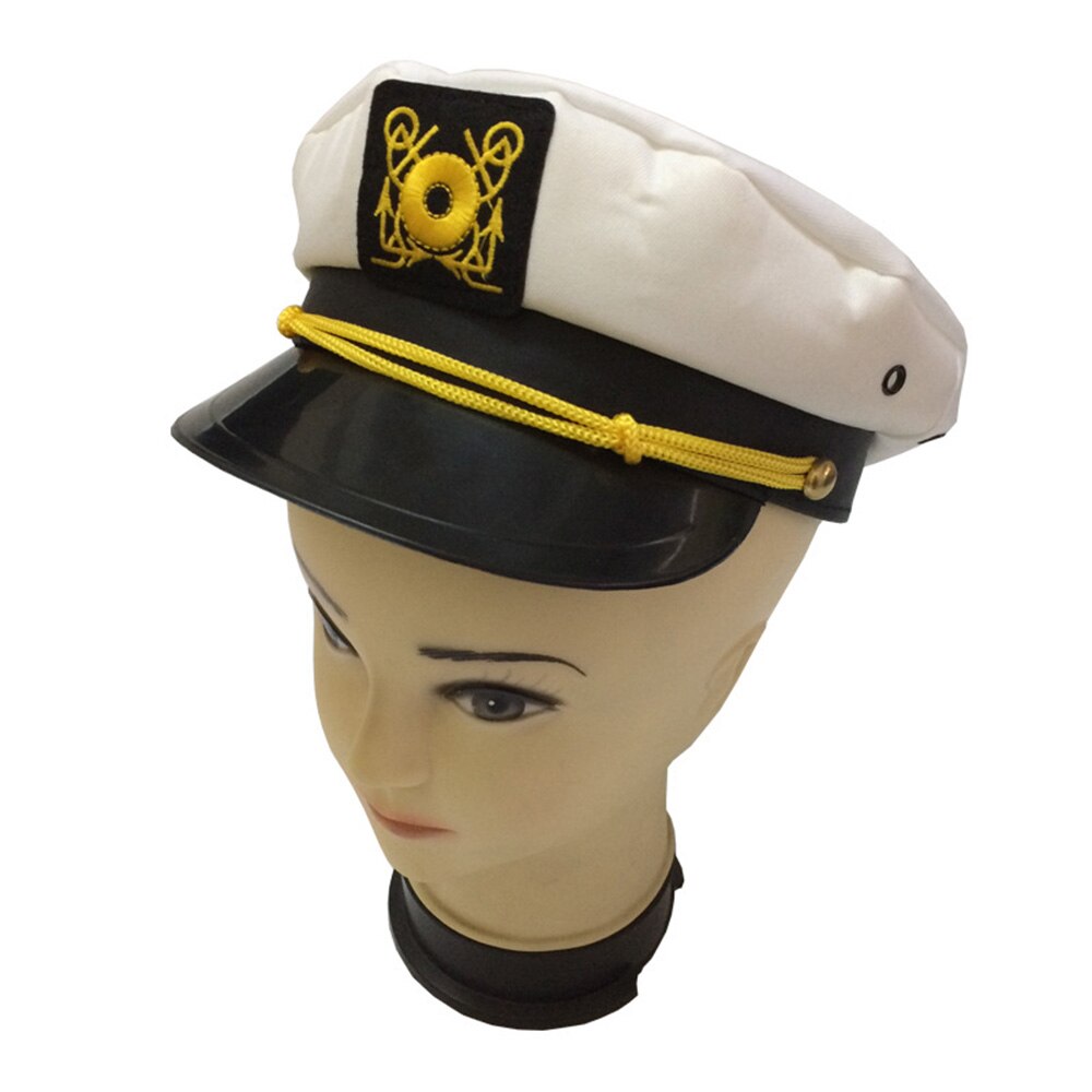 Navy cap flat top white adult adjustable and non-adjustable two polyester materials for comfortable wear