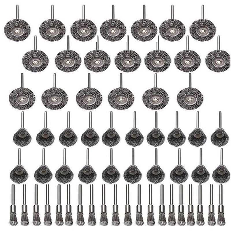 Steel Rotary Brush for 60Pcs m Shank Wire Wheel Brush Mini Drill Rotary Tool for Metal Rust Polishing