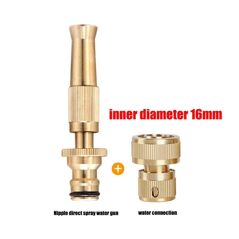 Brass High Pressure Hose Nozzle Squirt Water Gun Direct Spray Sprinkler Quick Connector for Home Garden Watering Car Wash Gun: inner 16mm 1set