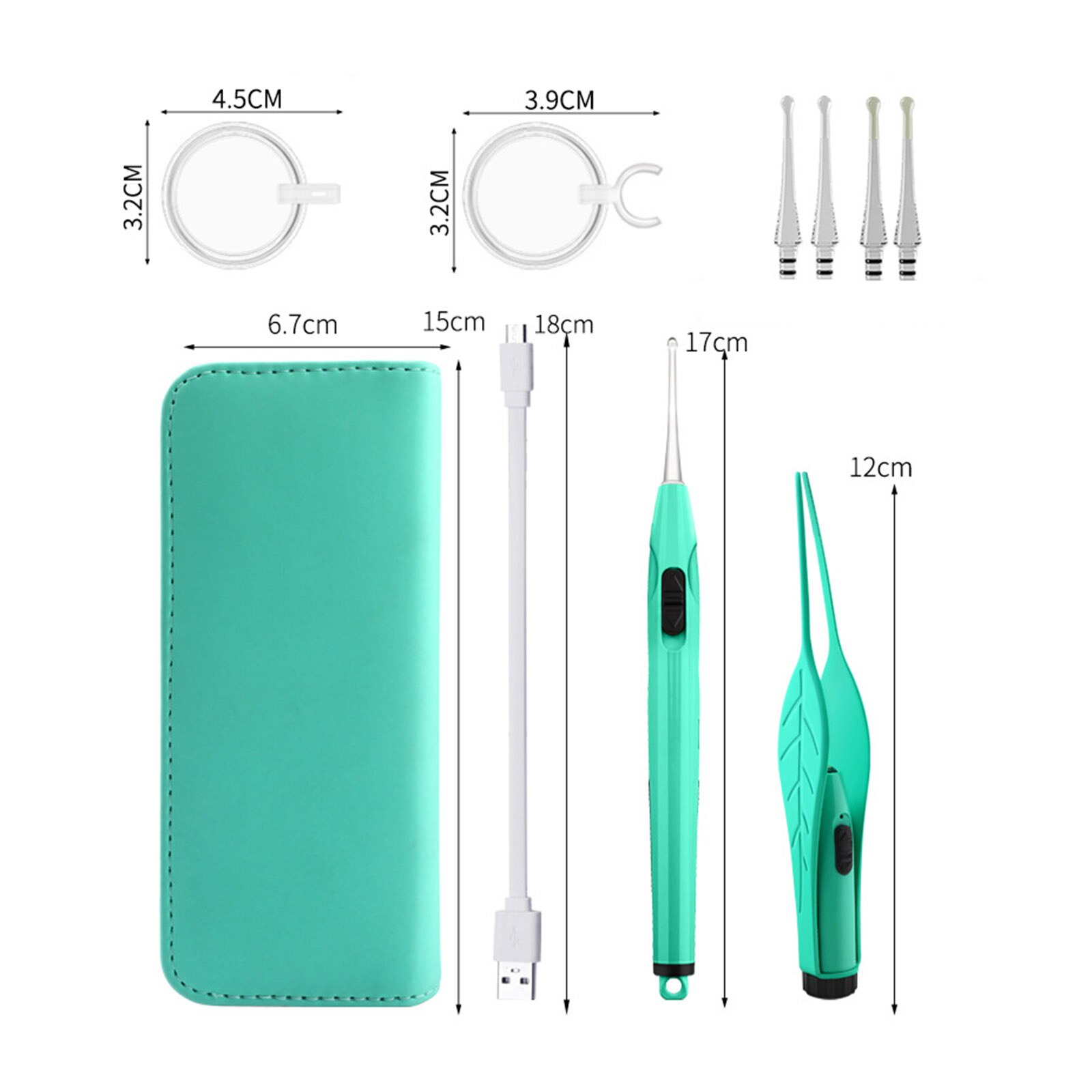 Extracción de cera de los oídos con herramientas y luz lupa palillo para las orejas Visual Kit de limpieza para los niños y los adultos cuchara oído conjunto para el cuidado del oído