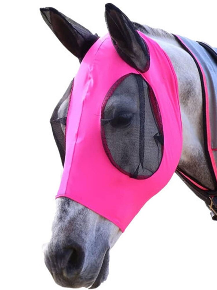 Anti Fly Mesh Equine Mask Horse Mask Stretch Bug Eye Horse Fly Mask With Covered Ears Horse Fly Mask Long Nose With Ears