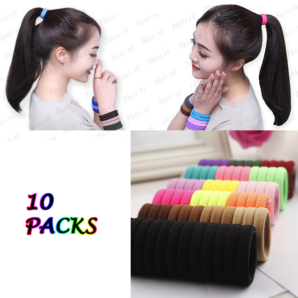 Outils de coiffure professionnels femmes filles bandeau de cheveux cravates corde anneau élastique bandeau élastique pour queue de cheval 10 pièces D301108