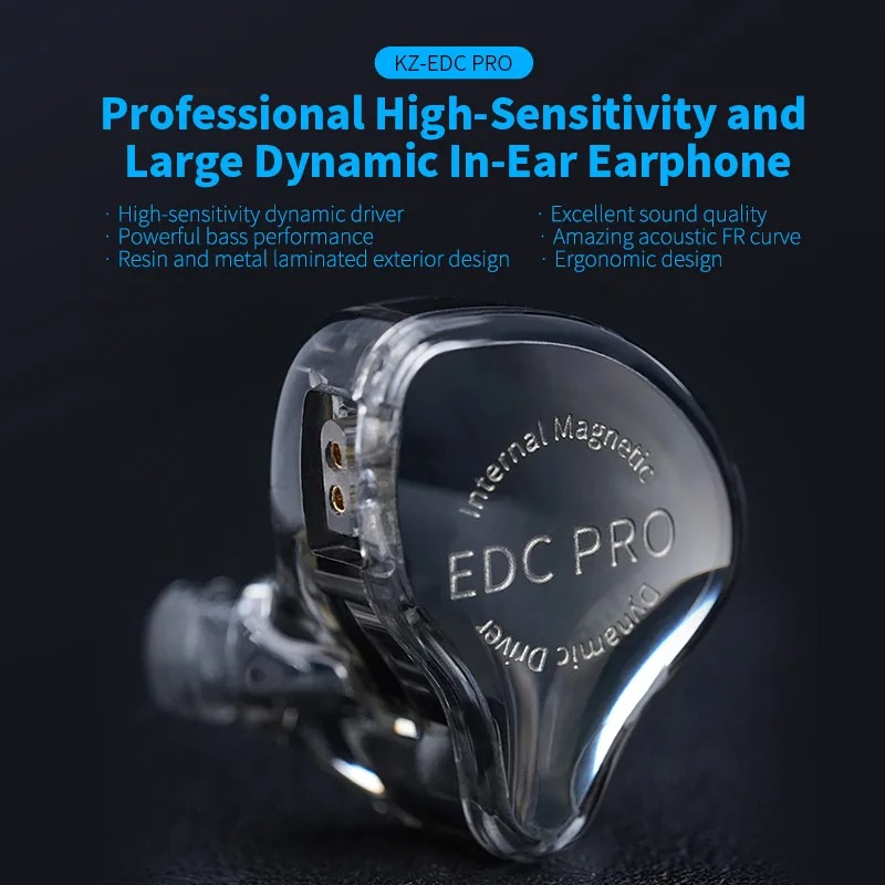 KZ EDC PRO HIFI 3,5 MM AUX bedrade oortelefoon Dynamische hoogwaardige monitor In-ear oordopjes Afneembare kabel Harman EDXPRO Lite