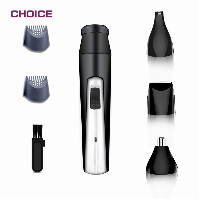 4 IN 1 Man Shaver Nose Ear Hair Trimmer Sideburns Face Beard Cordless USB for Home & Travel Black Multifunctional Remover