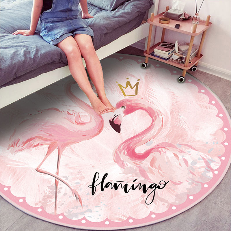 Leuke Ronde Flamingo Tapijt Roze Zachte Slaapkamer Woonkamer Bed Decoratie Mat