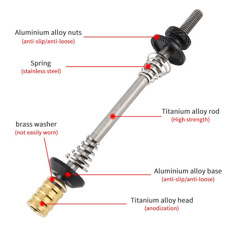 MUQZI Titanium Quick Release Skewers 74mm 85mm 100mm 130-135mm MTB Road Bicycle Quick Release Titanium Alloy Axle QR Skewer