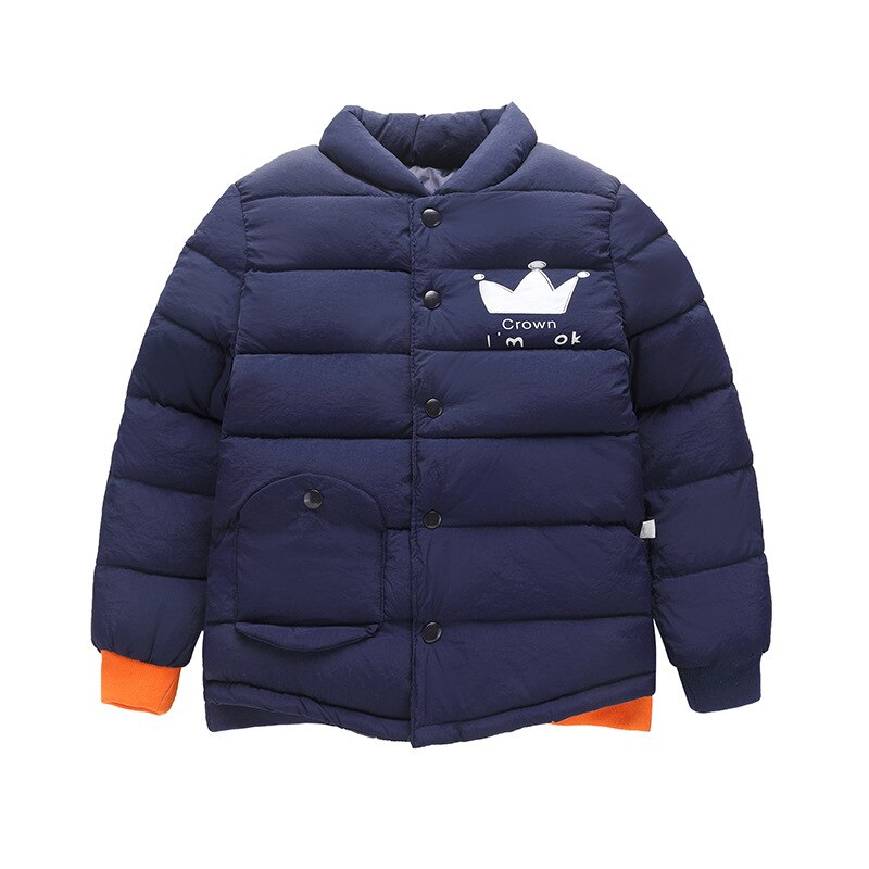 children's cotton clothes baby winter warm down jacket cotton children's baby cotton jacket coat liner: Blue / 12M