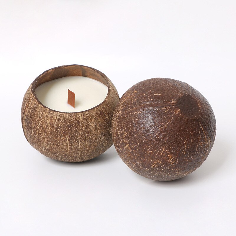 Coconut Shell Handcraft Candle Making Container Empty Bowl DIY Scented Candle Making Soy Wax Candle Cup Accessories