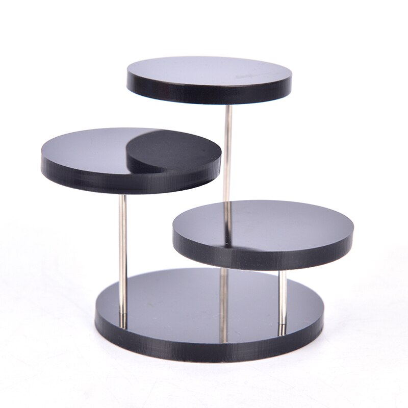 3 Lagen Ronde Acryl Sieraden Display Standaard Ketting Oorbel Ring Show Rack: Black