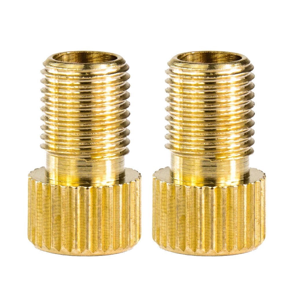 1/2/3/4/5/10PCS Fiets Valve Adapter DV, SV (Dunlop Franse Valve) naar AV (Auto Ventiel) Met Rin Fiets accessoires Goud: 2PC