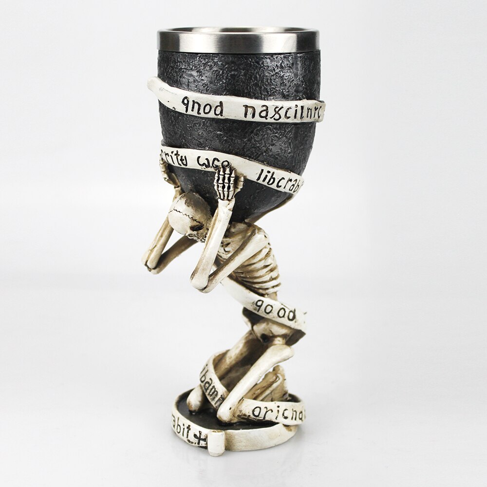 Gothic Wine Goblet Contain Dragon Claw Viking Skeleton Retro Stainless Steel&amp;Resin Wine Glass BEST Halloween Bar Drinkware