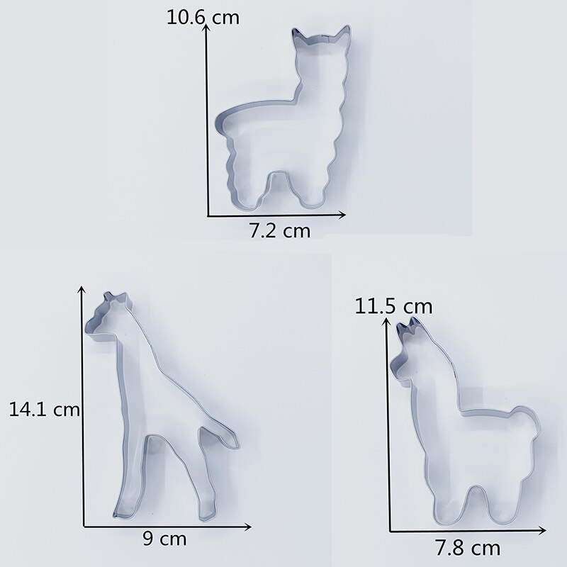 Keniao giraff alpaca kakskärare för barn födelsedagsskärare  - 3 delar - kex / fondant / brödskärare - rostfritt stål