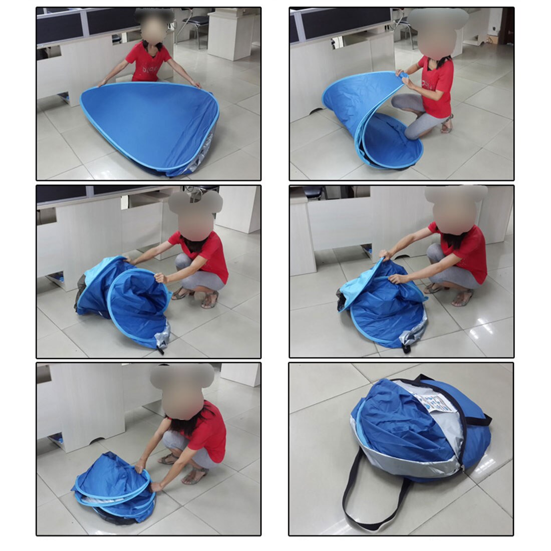 Sombrilla de playa para jardín al aire libre de 200x165x130cm carpa plegable fácil de instalar refugio solar con puertas-verde/azul