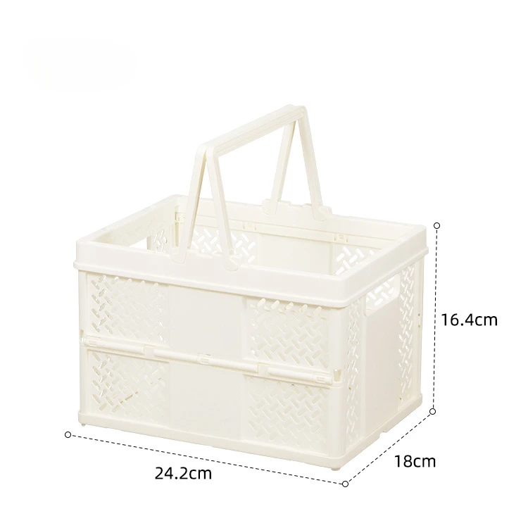 Desktop Portable Folding Storage Basket Organizer Mini Makeup Storage Box Multifunctional Snack Supermarket Shopping Basket: Brown