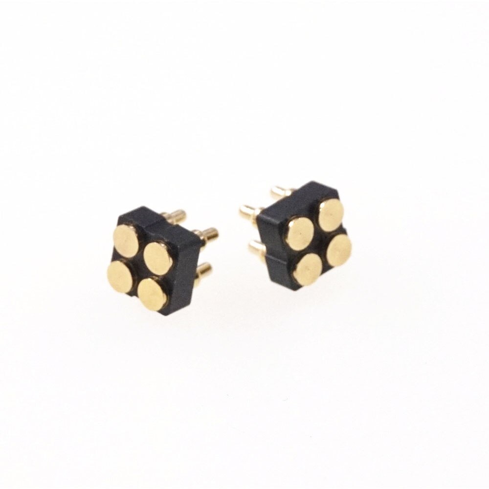5 pcs Spring Loaded Pogo Pin connector 4 Position 2x2 Pins 2.54 mm Grid Pitch SMT 5.5 mm Height Dual Row Surface Mount PCB